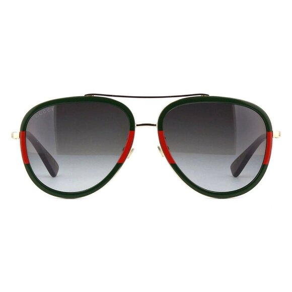 NEW GUCCI SUNGLASSES GG0062S 003 GOLD/GREEN UNISEX AVIATOR EYEWEAR